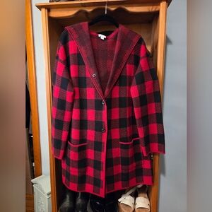 J Jill Sweater Jacket- Buffalo Plaid